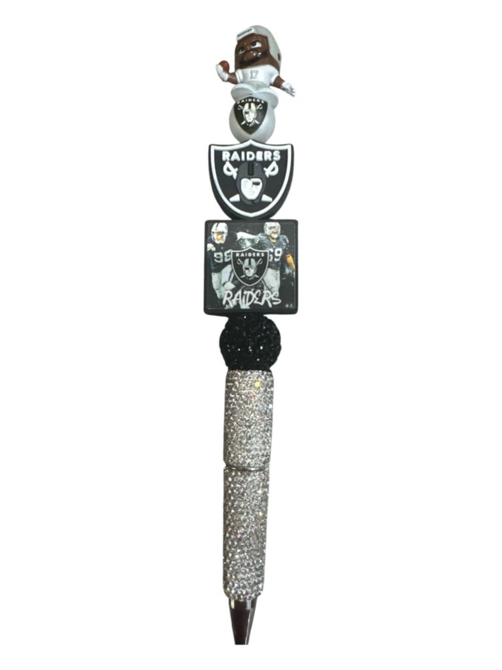 Las Vegas Raiders Rhinestone Bling Pen With Figurine & Team Logo Accents